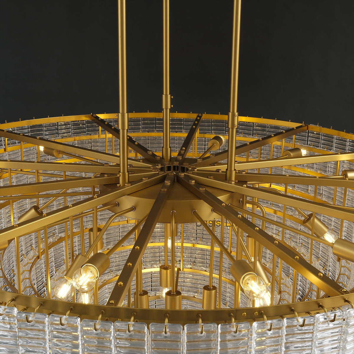 Nuvora 52" Ribbed Clear Glass Tiered Murano Glass Chandelier