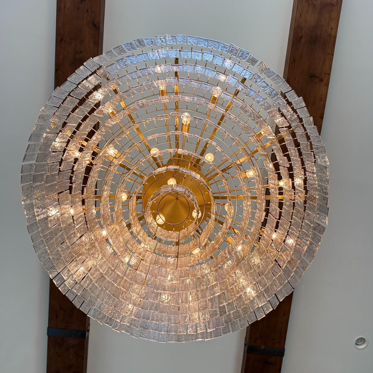 Nuvora 64" Ribbed Clear Glass Tiered Murano Glass Chandelier