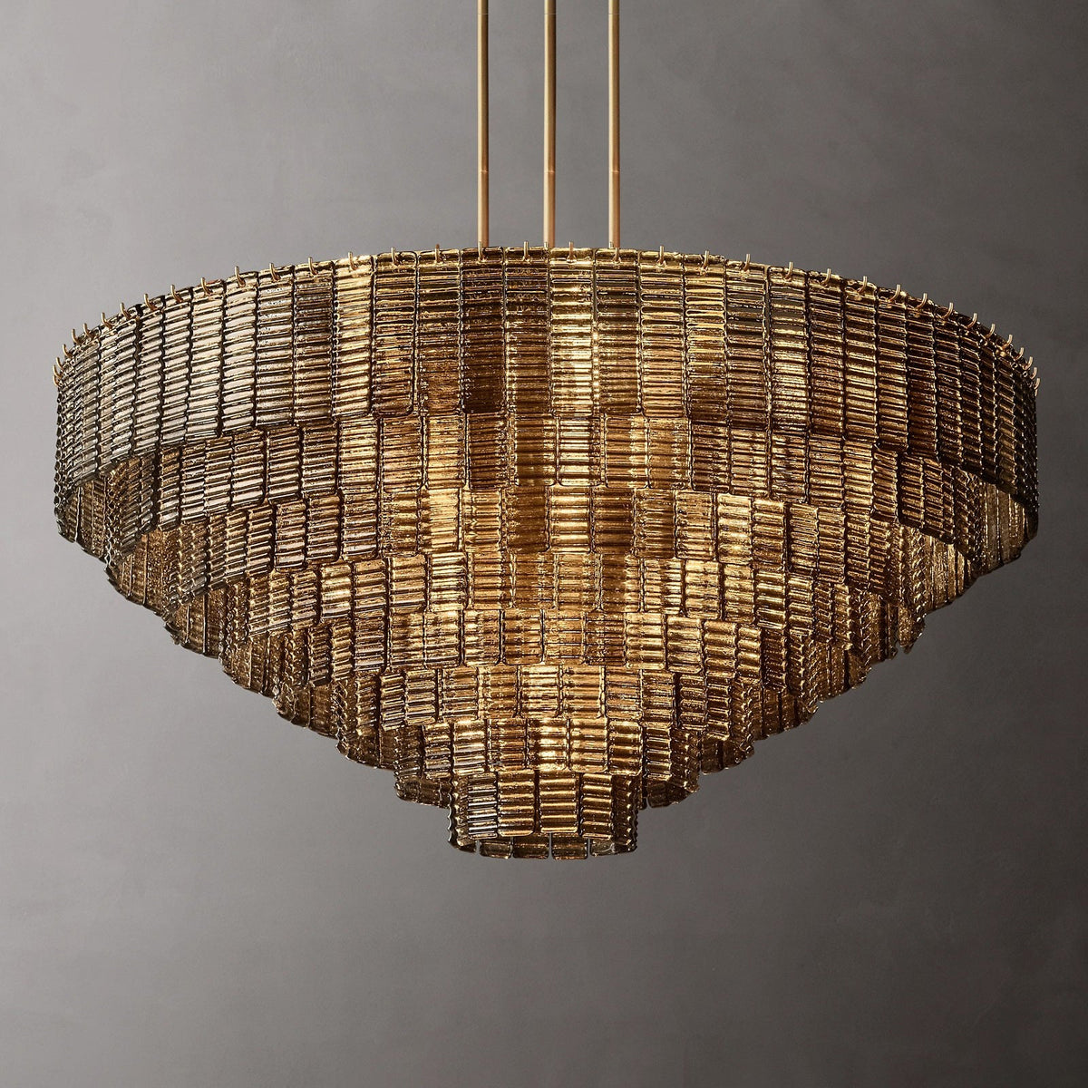 Nuvora 52" Ribbed Smoked Glass Tiered Murano Glass Chandelier