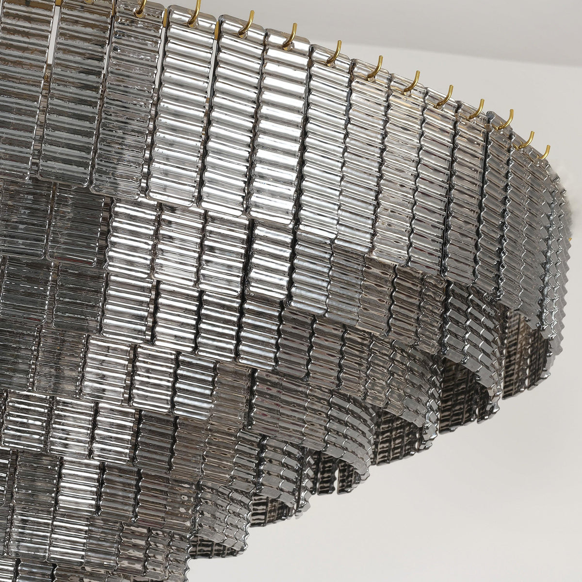 Nuvora 52" Ribbed Smoked Glass Tiered Murano Glass Chandelier