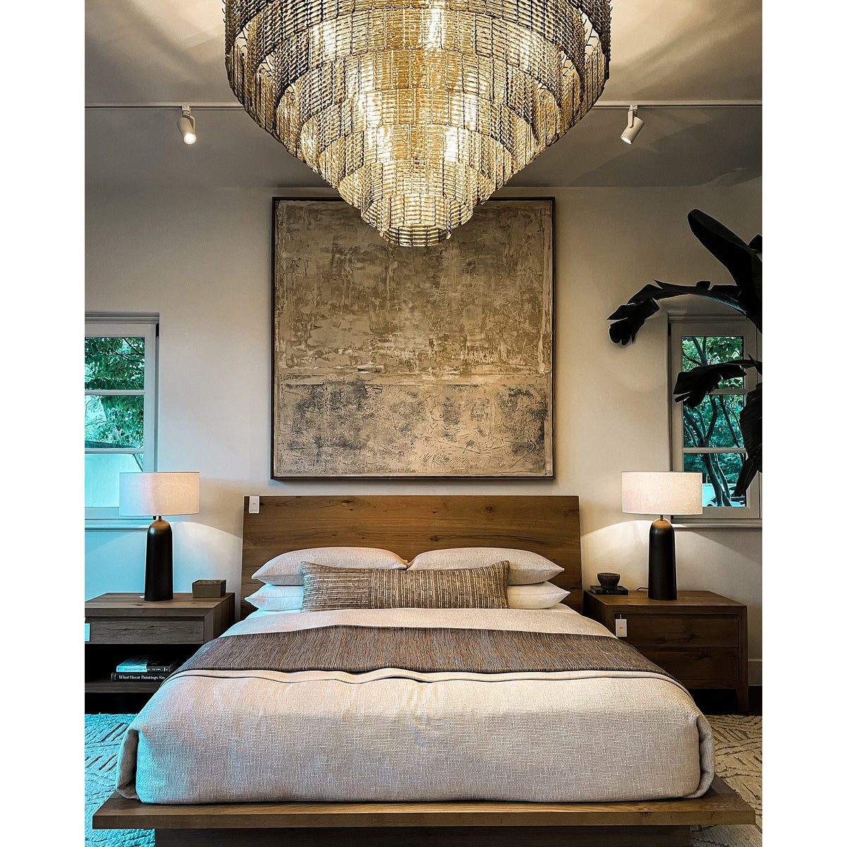 Nuvora 52" Ribbed Smoked Glass Tiered Murano Glass Chandelier