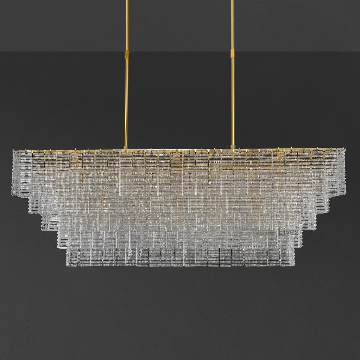 Nuvora 59" Ribbed Clear Glass Rectangular Murano Glass Chandelier