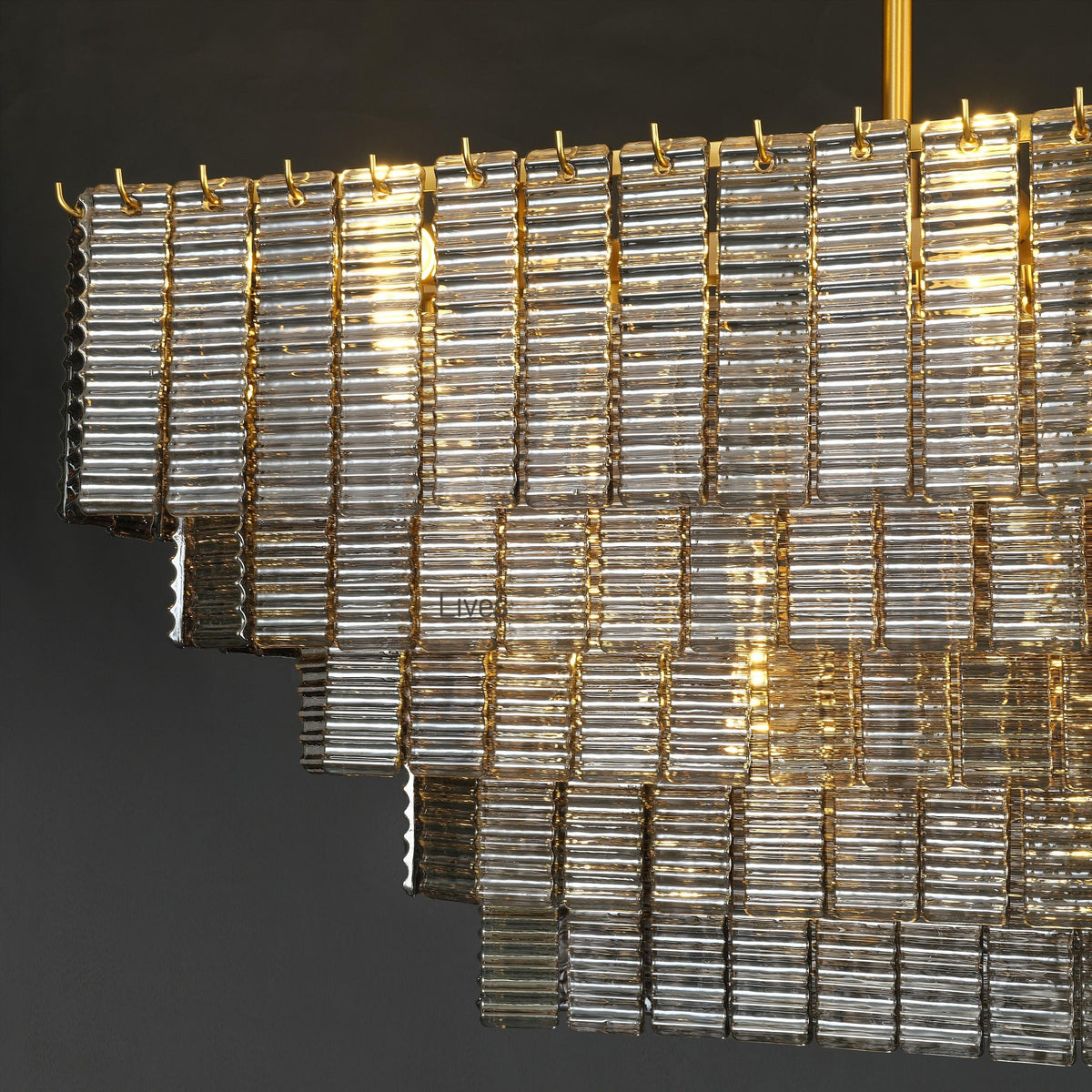 Nuvora 59" Ribbed Smoked Glass Rectangular Murano Glass Chandelier