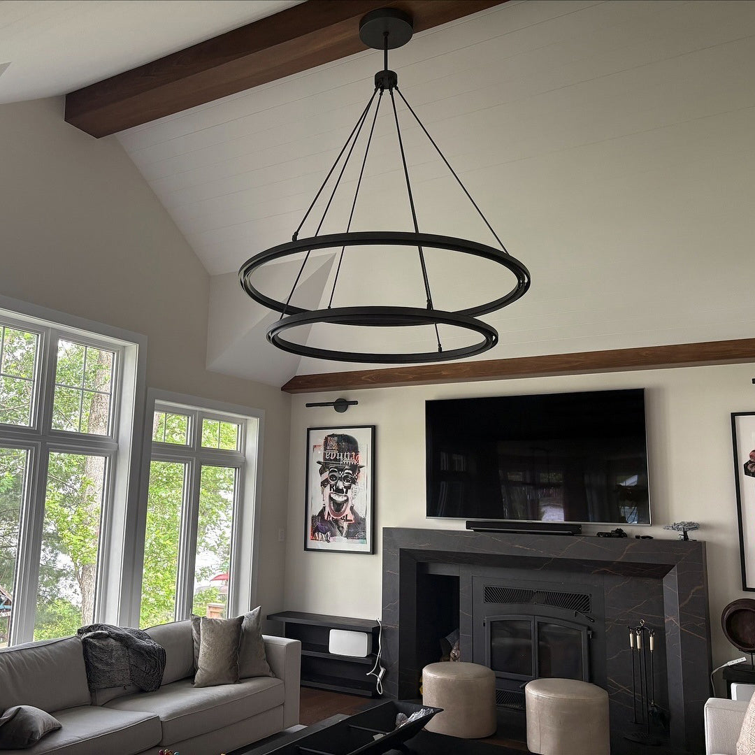 Knight 60 Inch Forged Iron Two-Tier Ring LED Chandelier