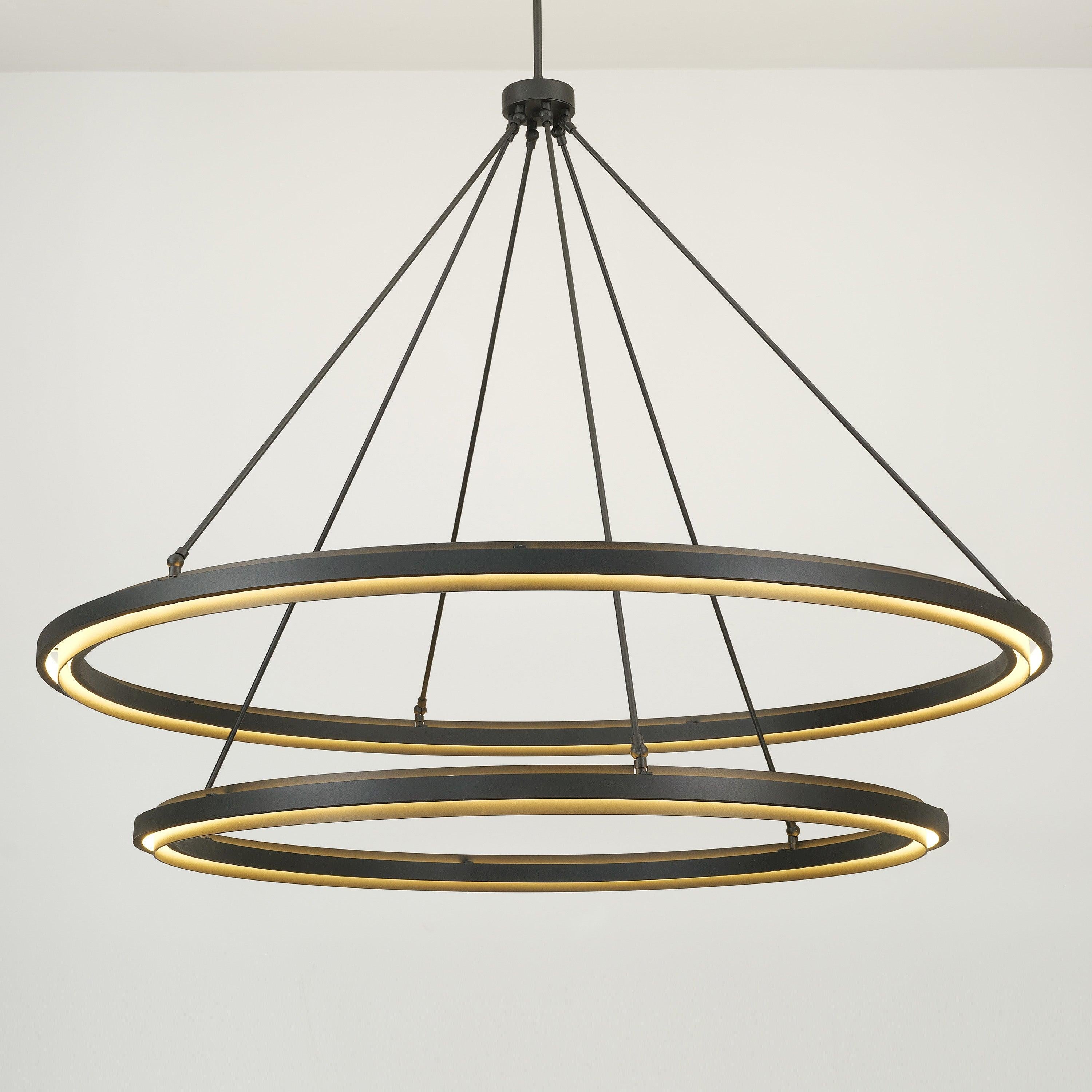 Knight 60 Inch Forged Iron Two-Tier Ring LED Chandelier