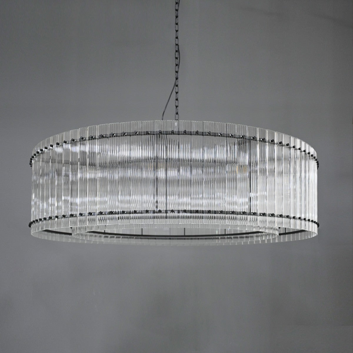 Santa 48 Inch Ribbed Glass Round Chandelier