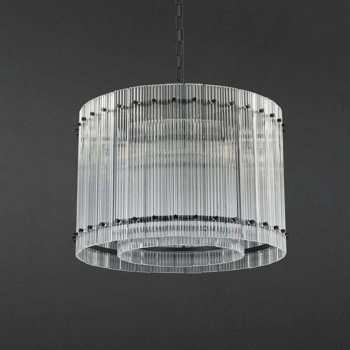 Santa 22 Inch Ribbed Glass Round Chandelier