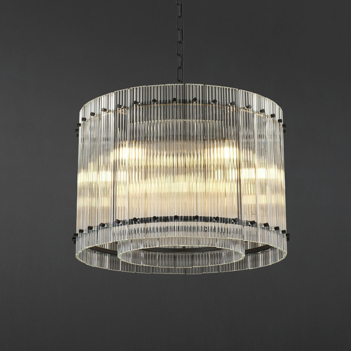Santa 22 Inch Ribbed Glass Round Chandelier