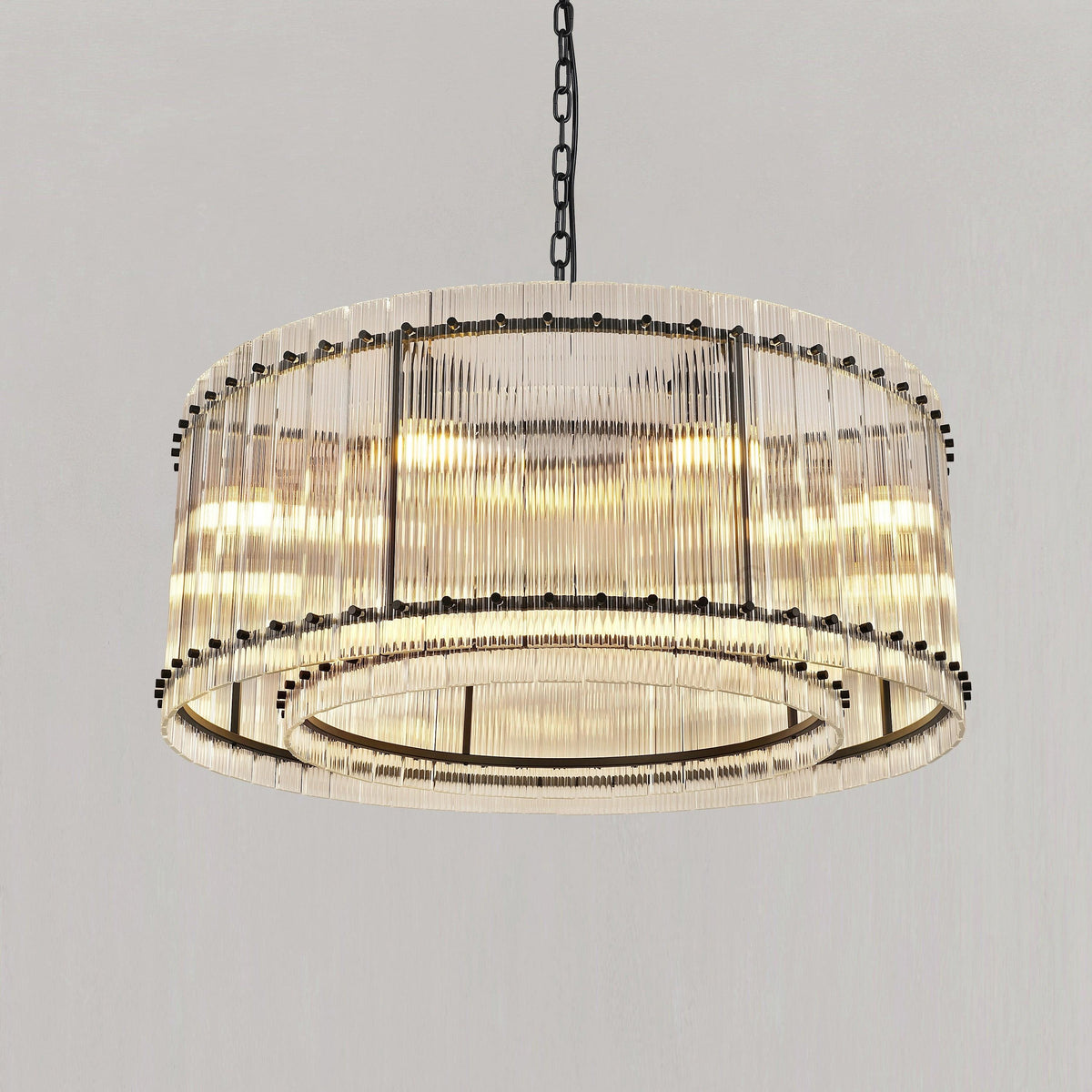 Santa 37 Inch Ribbed Glass Round Chandelier