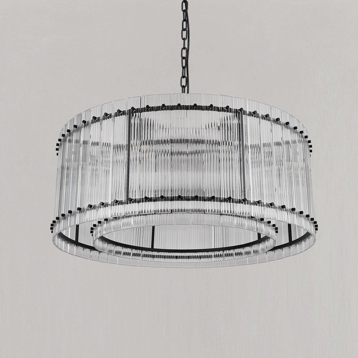 Santa 37 Inch Ribbed Glass Round Chandelier