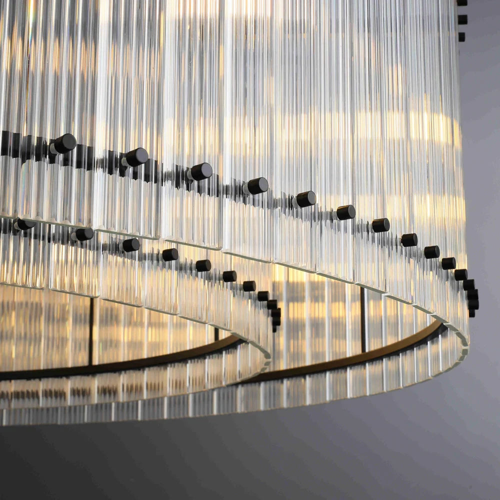 Santa 37 Inch Ribbed Glass Round Chandelier