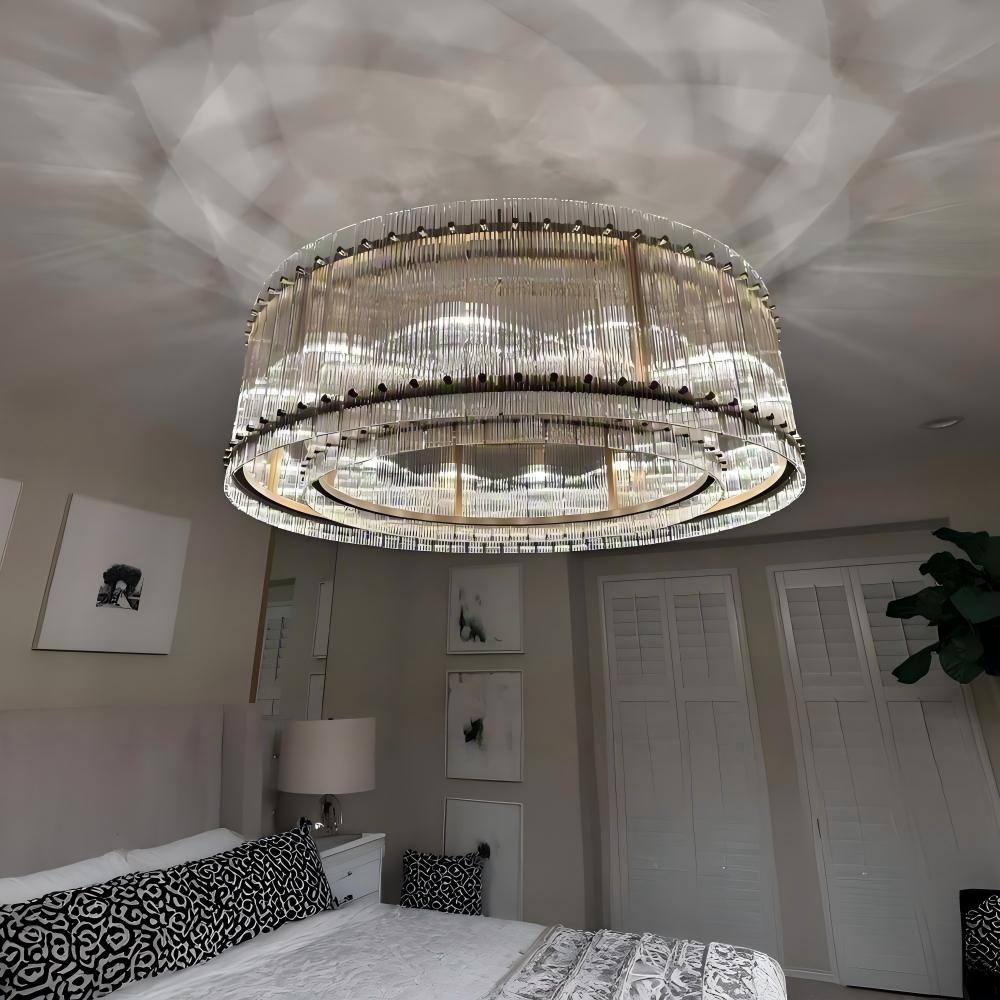 Santa 48 Inch Ribbed Glass Round Chandelier