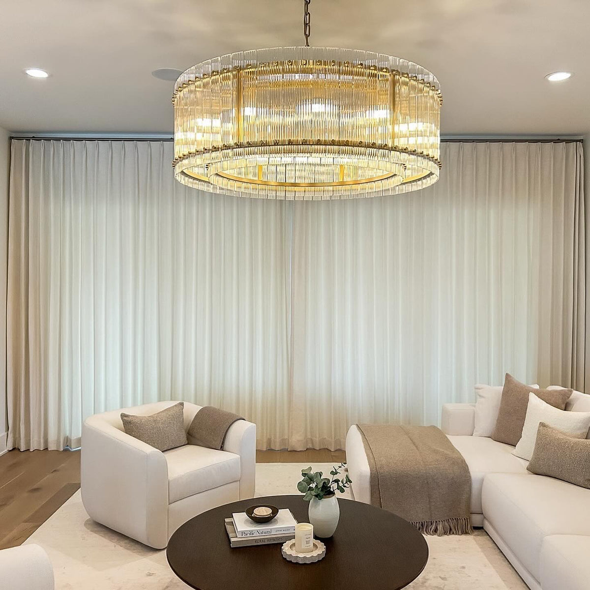 Santa 48 Inch Ribbed Glass Round Chandelier