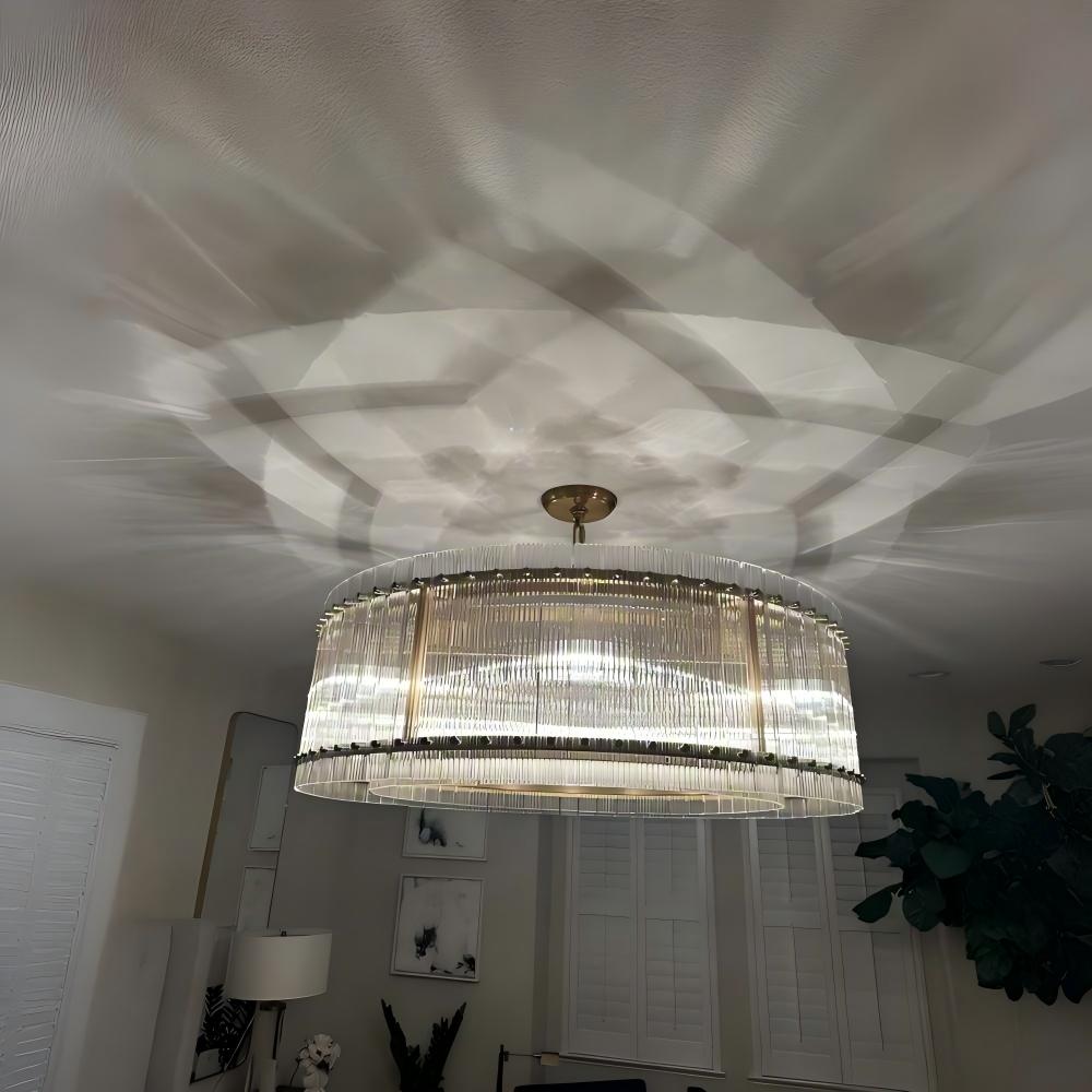 Santa 48 Inch Ribbed Glass Round Chandelier