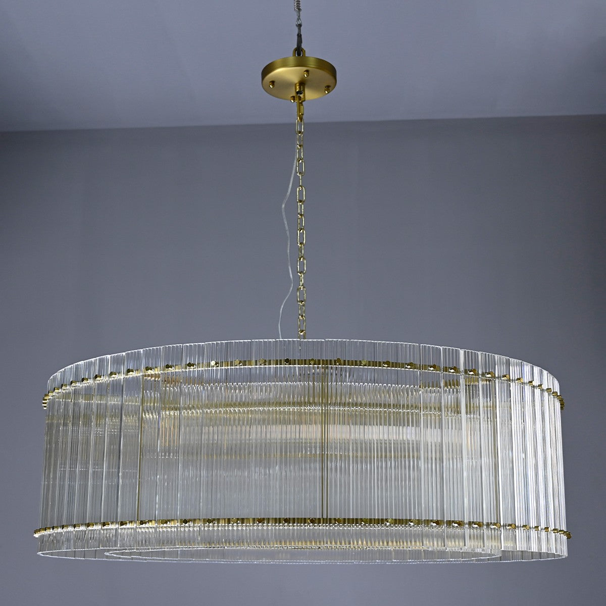 Santa 48 Inch Ribbed Glass Round Chandelier