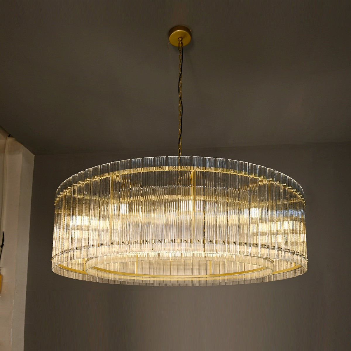 Santa 48 Inch Ribbed Glass Round Chandelier