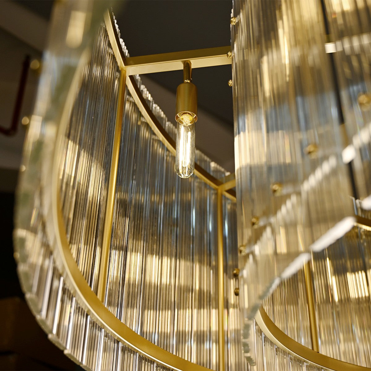 Santa 60 Inch Ribbed Glass Round Chandelier