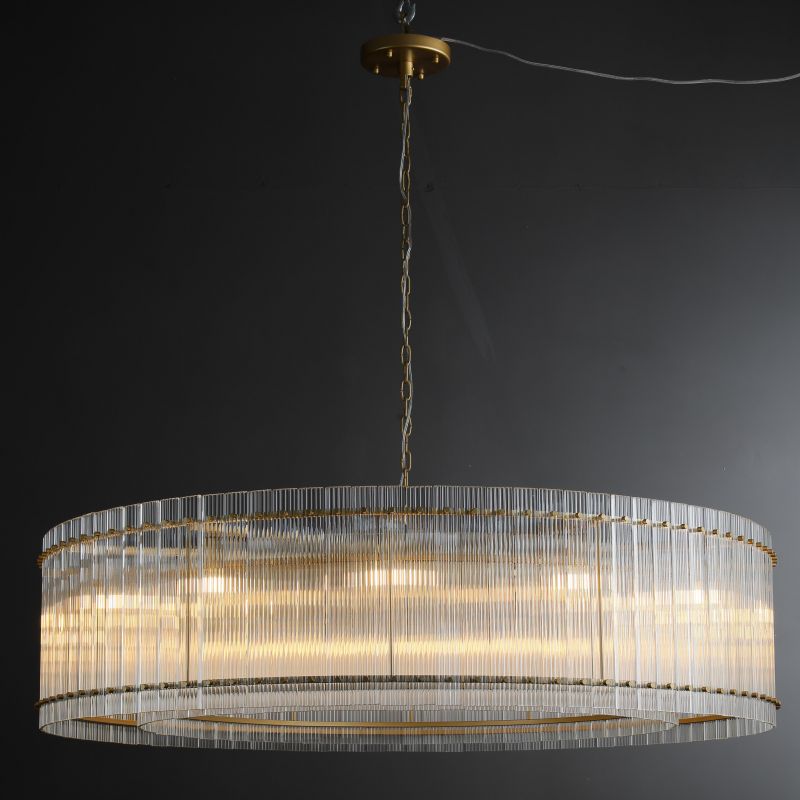 Santa 60 Inch Ribbed Glass Round Chandelier