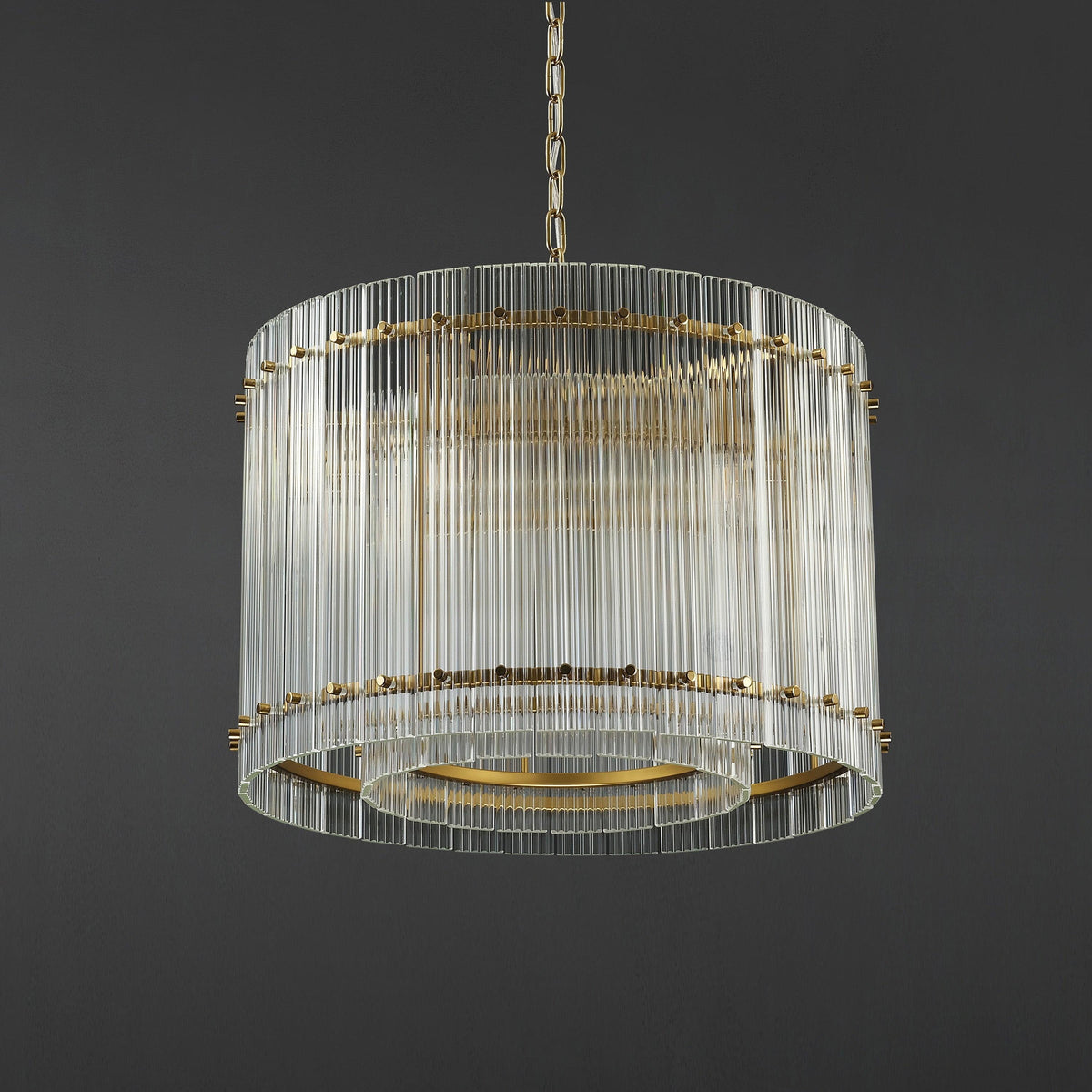 Santa 22 Inch Ribbed Glass Round Chandelier