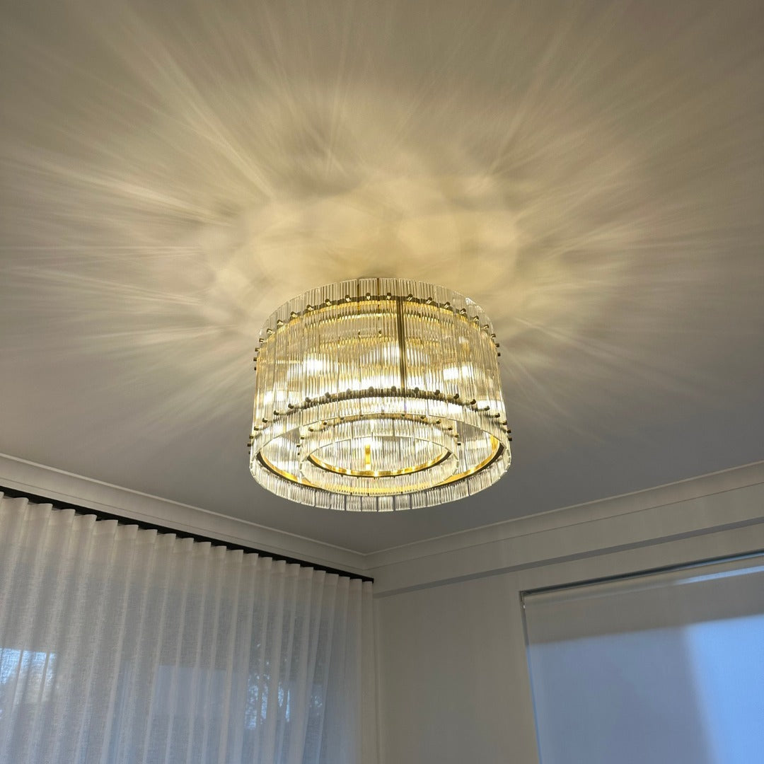 Santa 22 Inch Ribbed Glass Round Chandelier