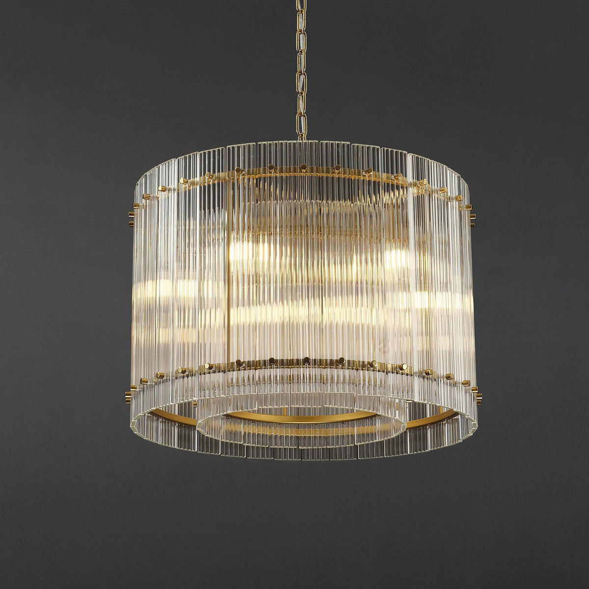 Santa 22 Inch Ribbed Glass Round Chandelier