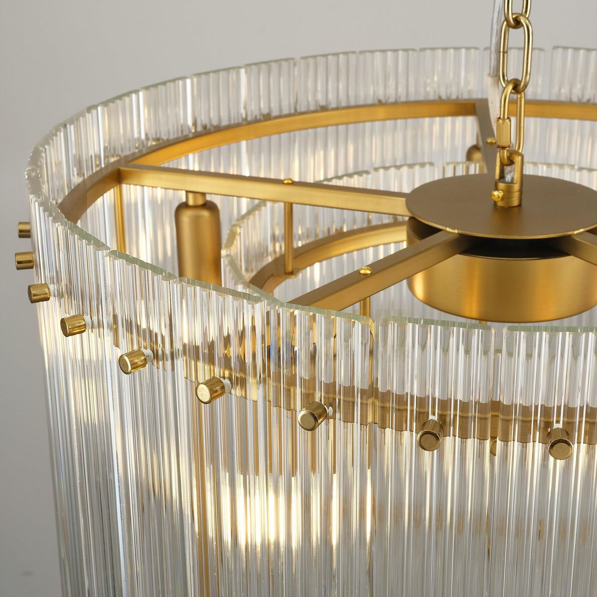 Santa 22 Inch Ribbed Glass Round Chandelier