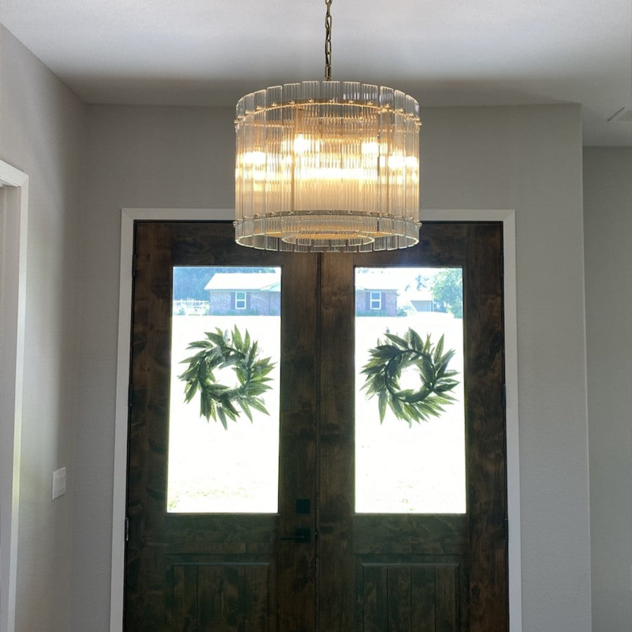Santa 22 Inch Ribbed Glass Round Chandelier