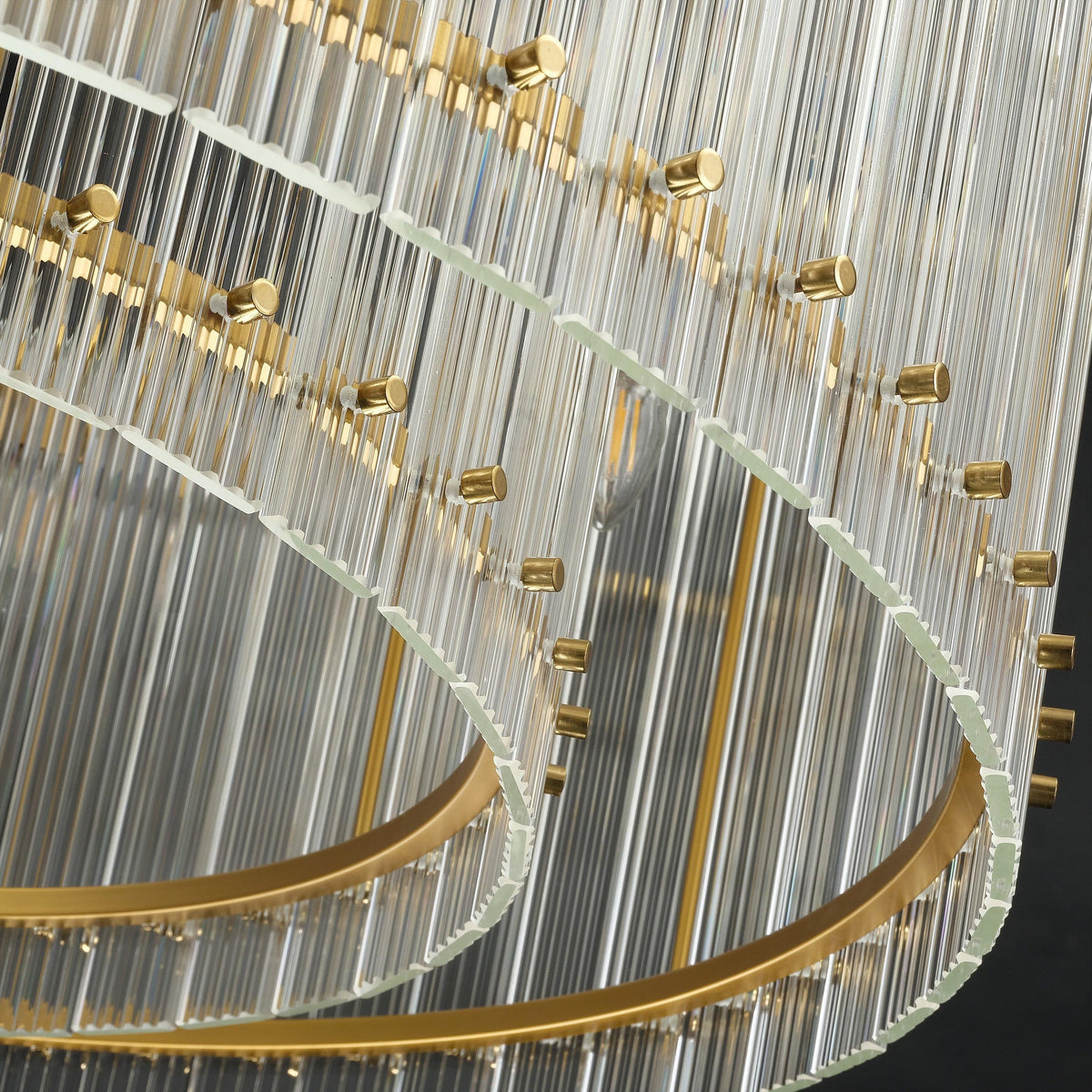 Santa 37 Inch Ribbed Glass Round Chandelier