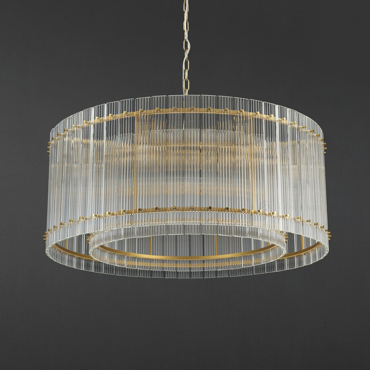 Santa 37 Inch Ribbed Glass Round Chandelier