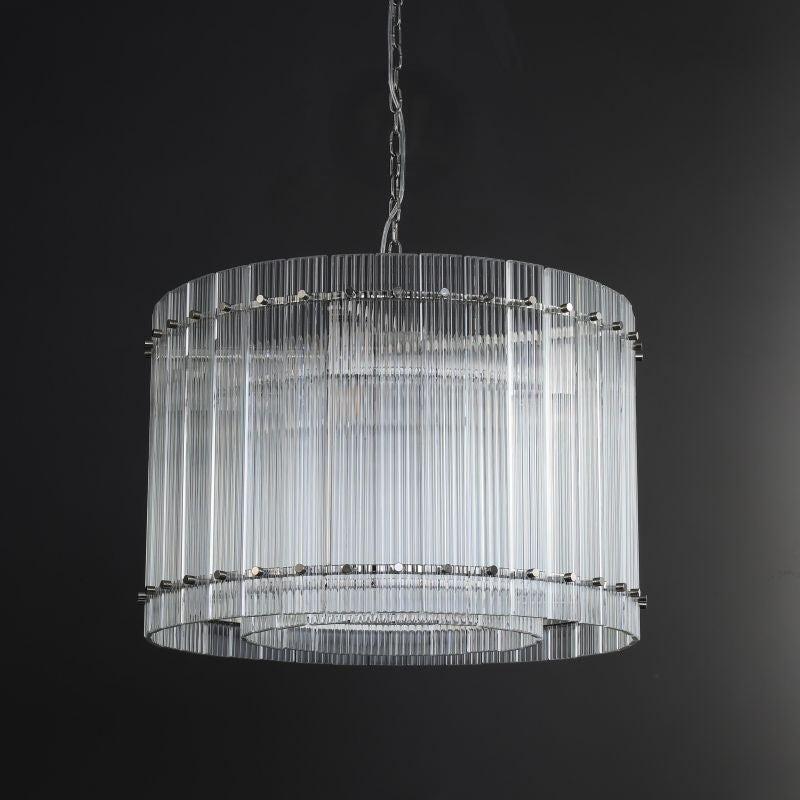 Santa 22 Inch Ribbed Glass Round Chandelier