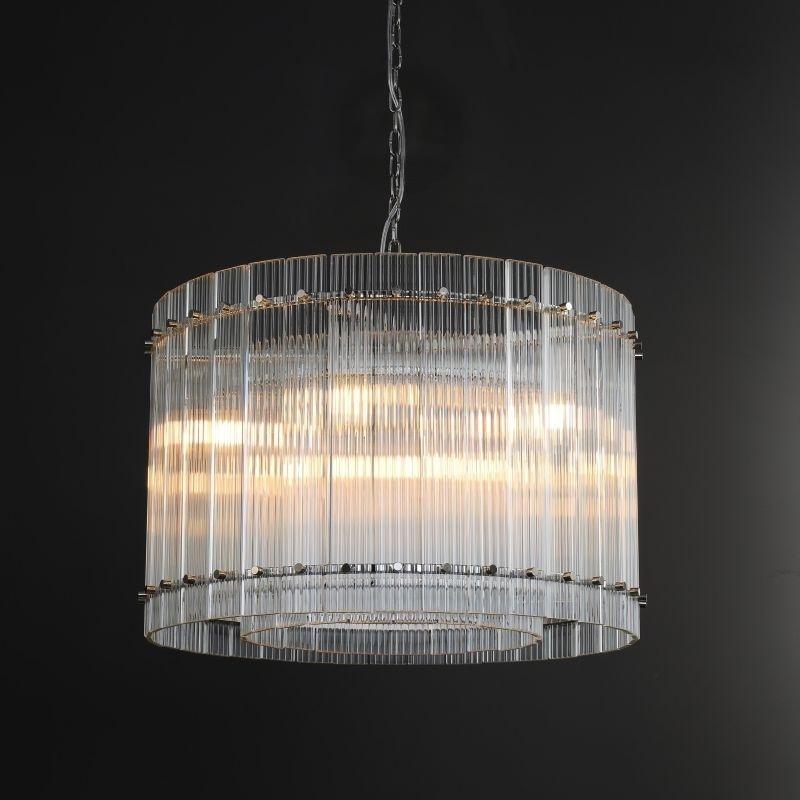 Santa 22 Inch Ribbed Glass Round Chandelier