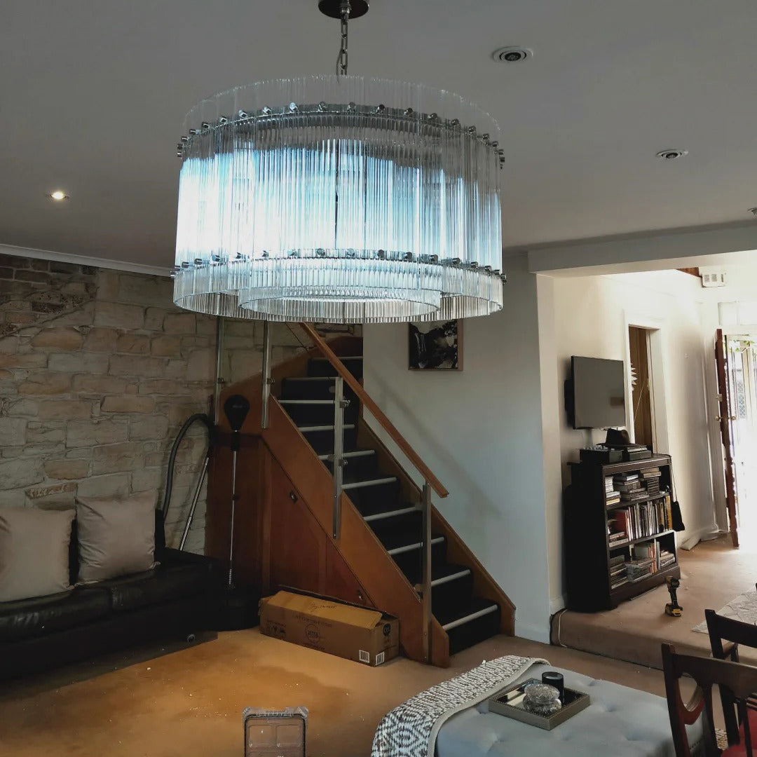 Santa 22 Inch Ribbed Glass Round Chandelier