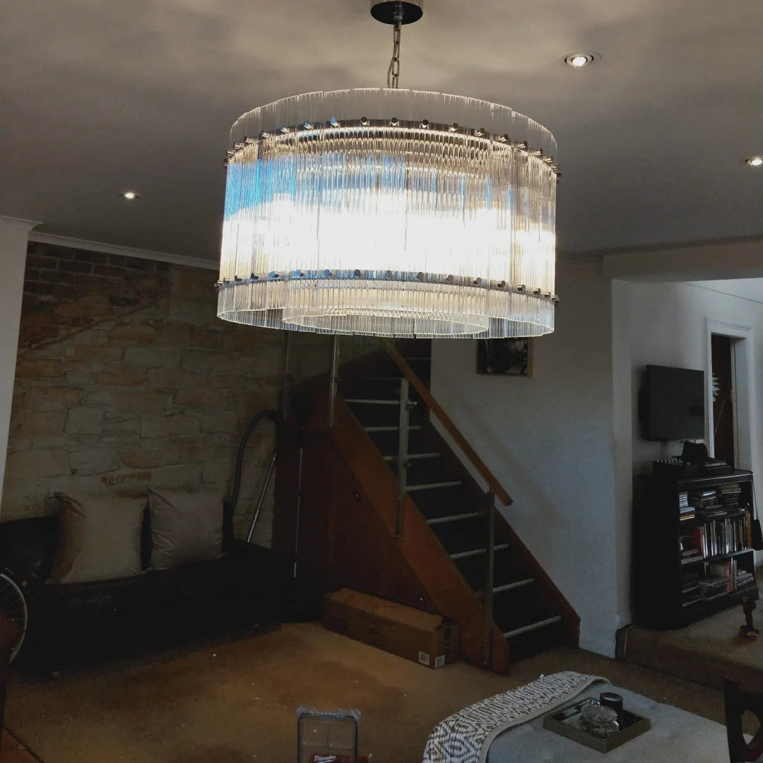 Santa 22 Inch Ribbed Glass Round Chandelier