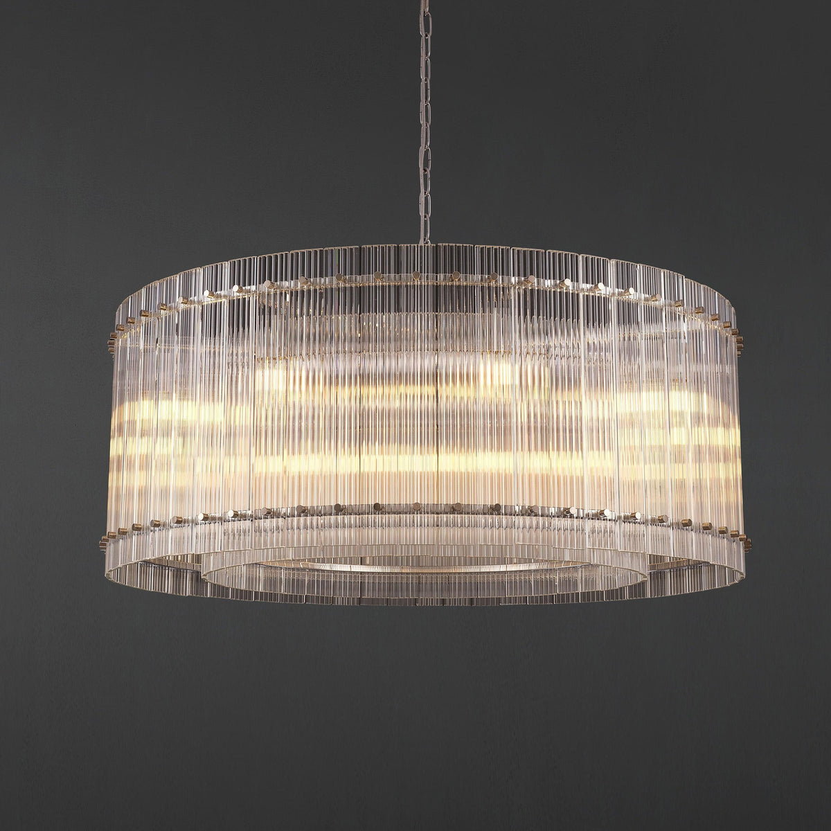 Santa 37 Inch Ribbed Glass Round Chandelier