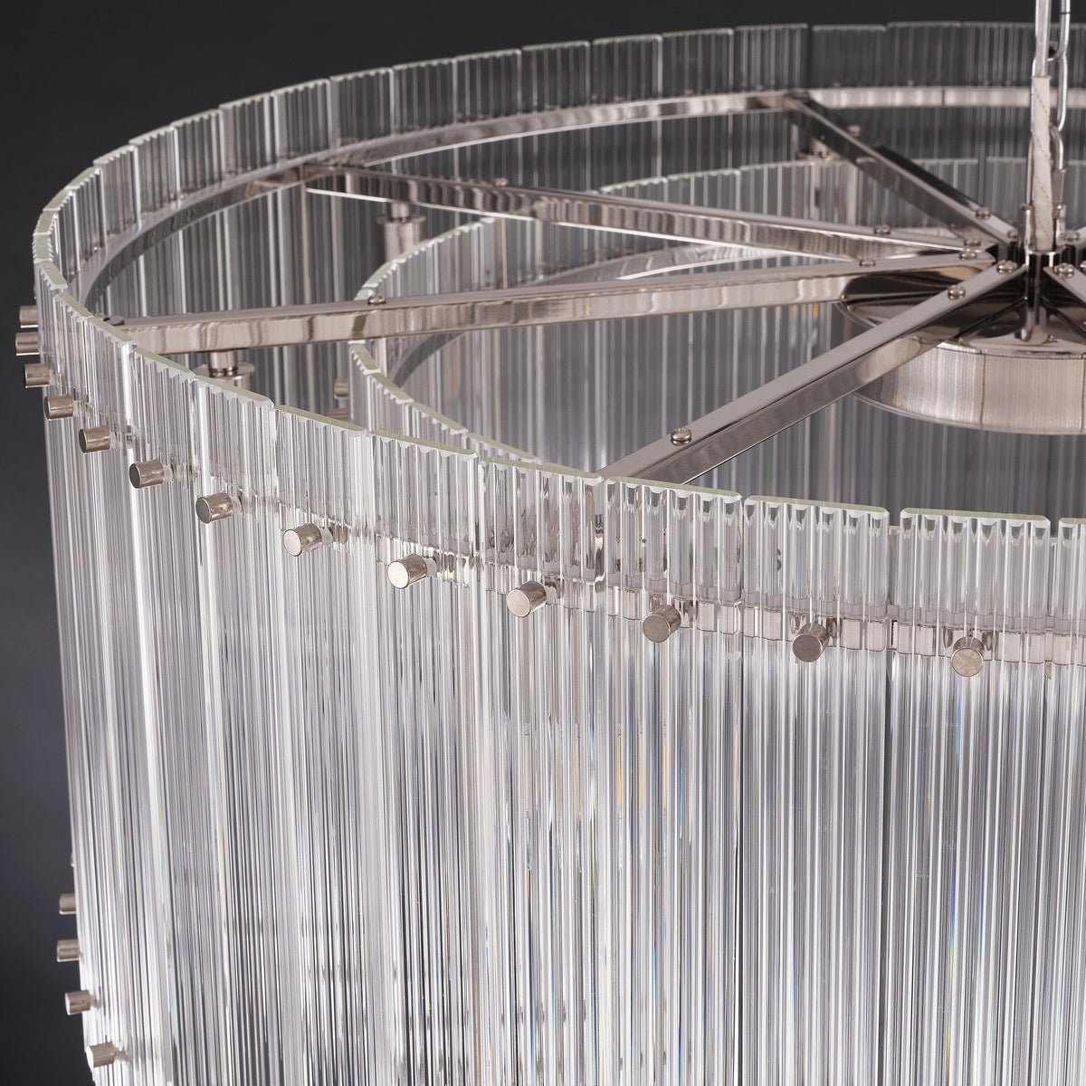 Santa 37 Inch Ribbed Glass Round Chandelier