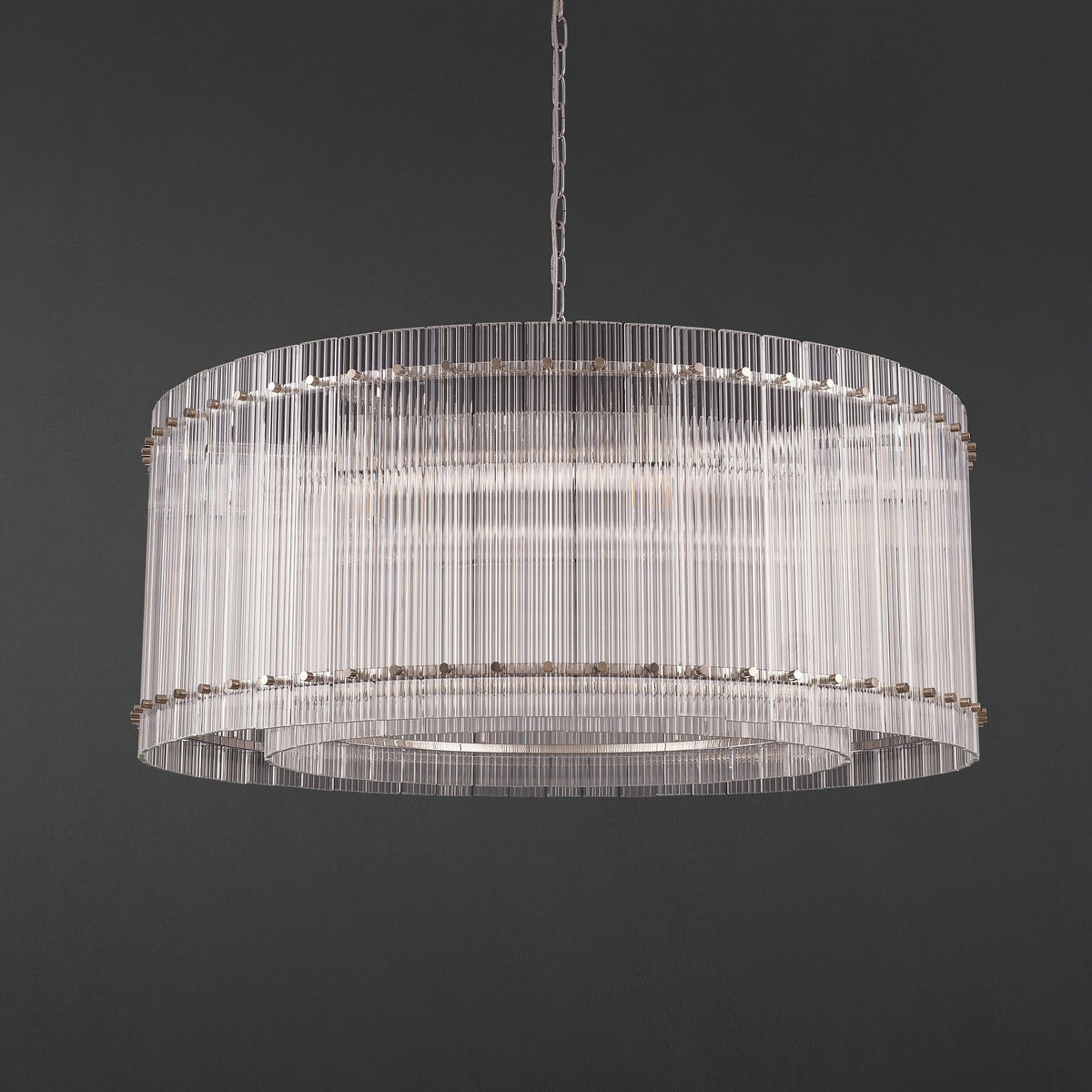 Santa 37 Inch Ribbed Glass Round Chandelier
