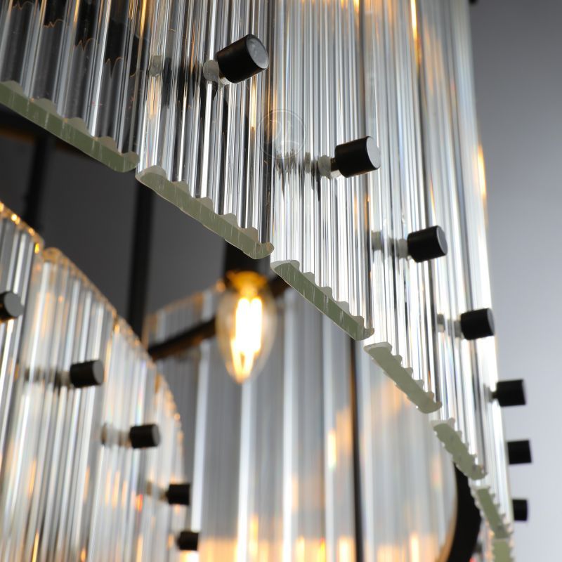 Santa 60 Inch Ribbed Glass Two-Tier Chandelier