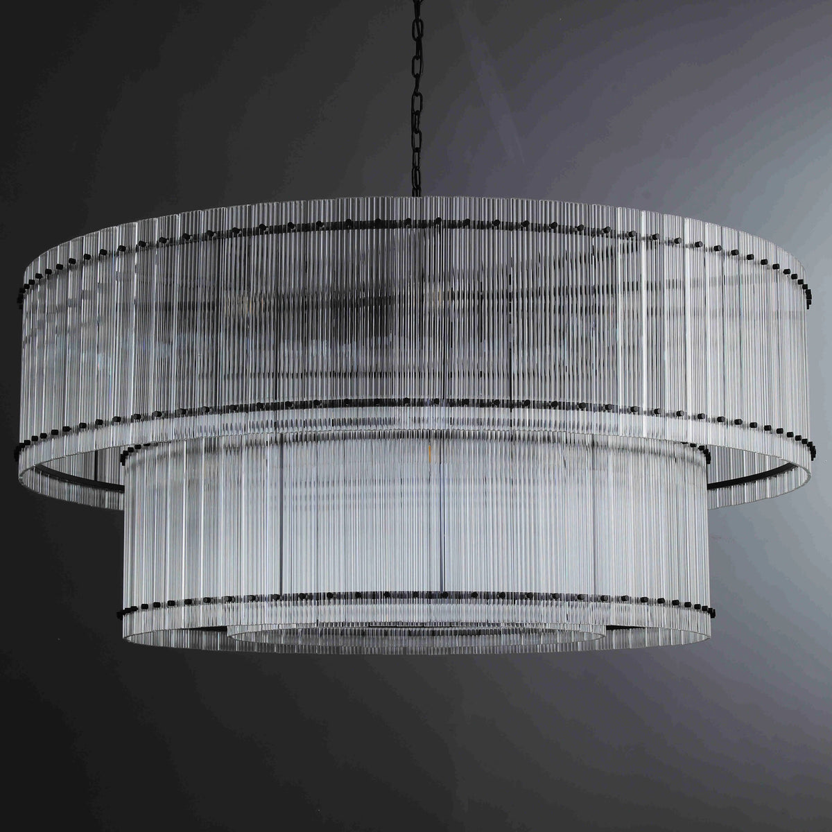 Santa 60 Inch Ribbed Glass Two-Tier Chandelier