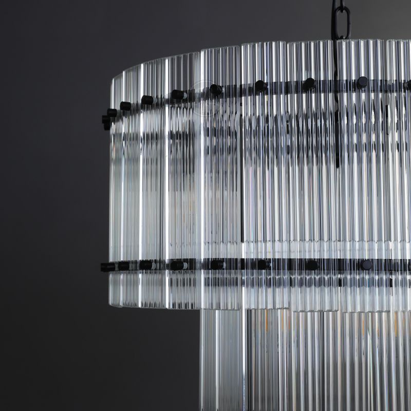 Santa 22 Inch Ribbed Glass Two-Tier Chandelier