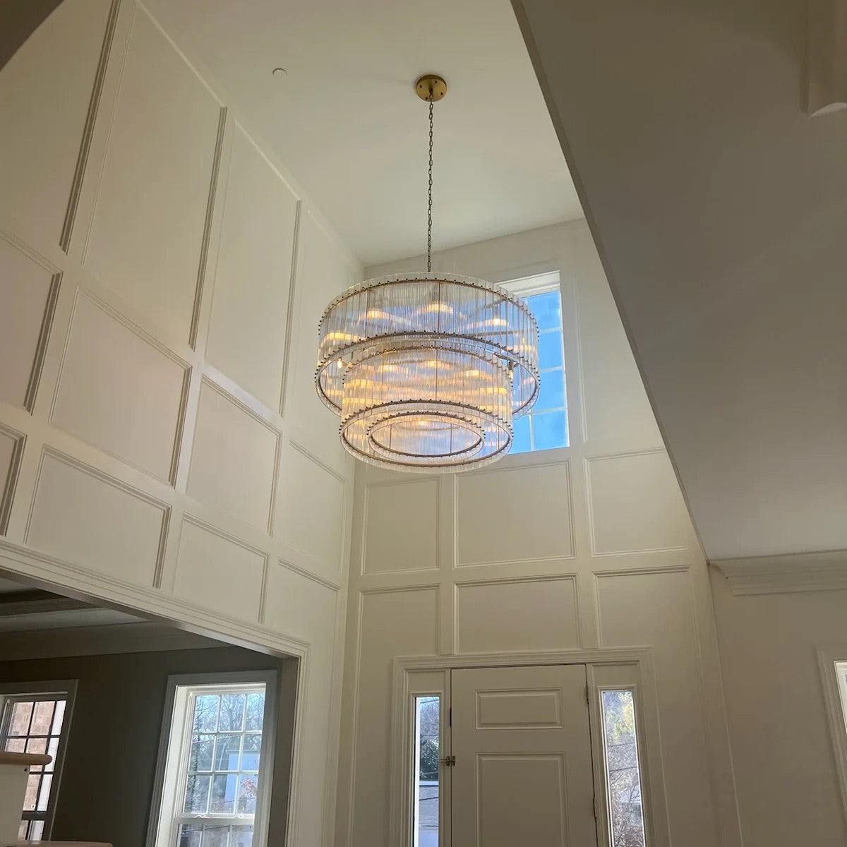 Santa 48 Inch Ribbed Glass Two-Tier Chandelier