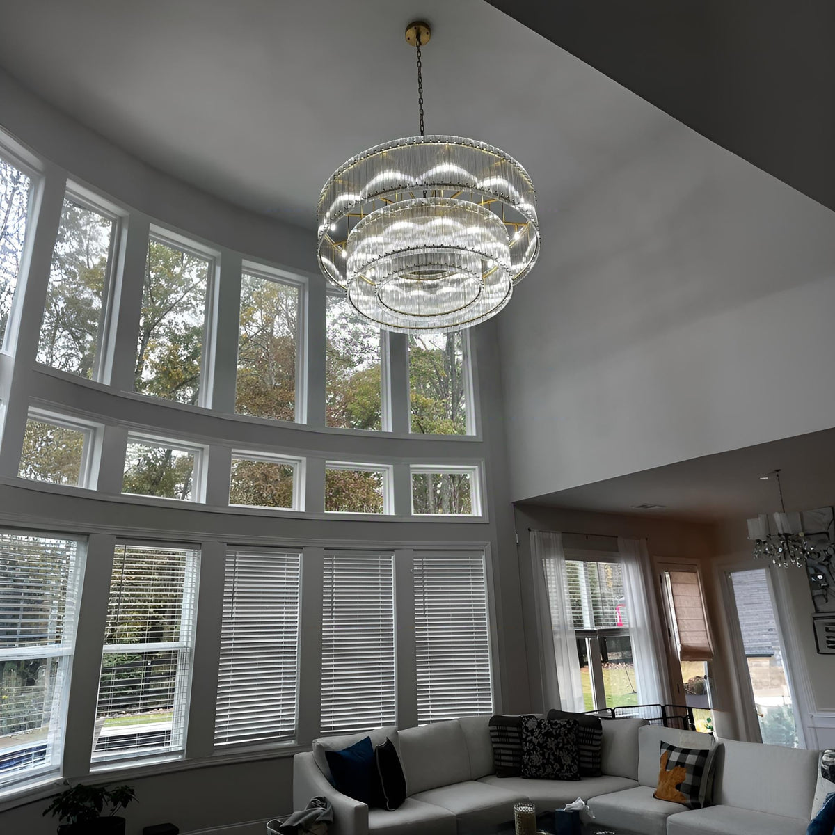 Santa 48 Inch Ribbed Glass Two-Tier Chandelier