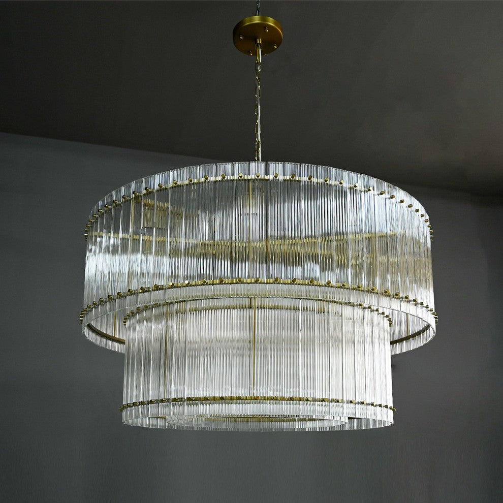 Santa 48 Inch Ribbed Glass Two-Tier Chandelier