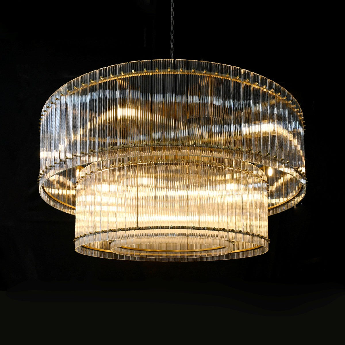 Santa 48 Inch Ribbed Glass Two-Tier Chandelier