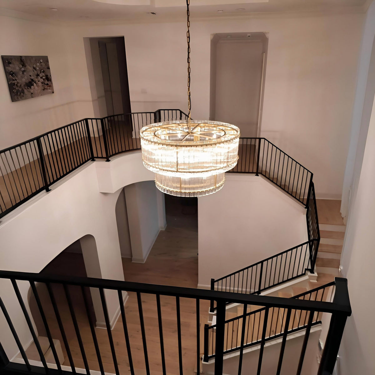 Santa 48 Inch Ribbed Glass Two-Tier Chandelier