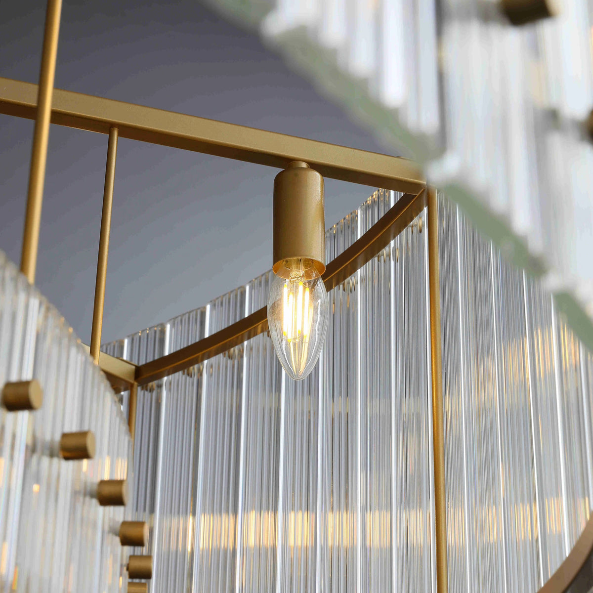 Santa 60 Inch Ribbed Glass Two-Tier Chandelier