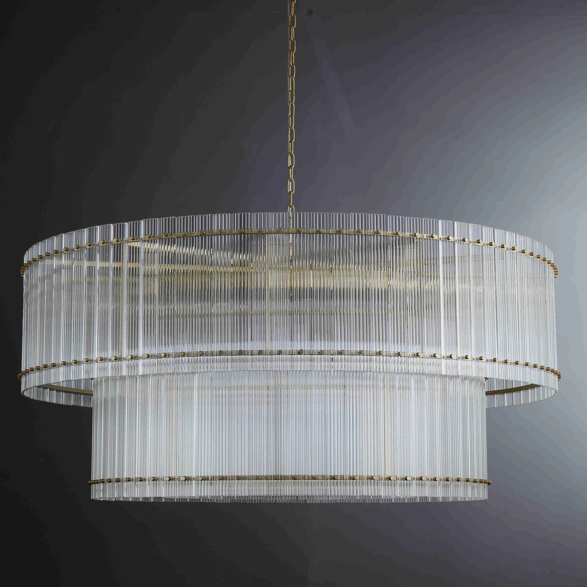 Santa 60 Inch Ribbed Glass Two-Tier Chandelier