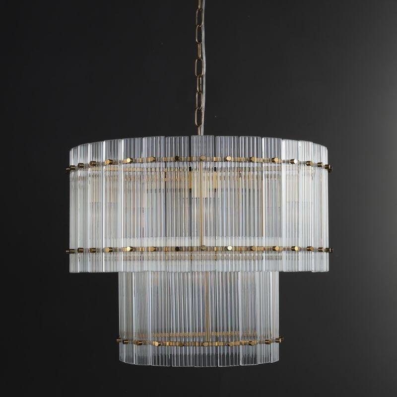 Santa 22 Inch Ribbed Glass Two-Tier Chandelier