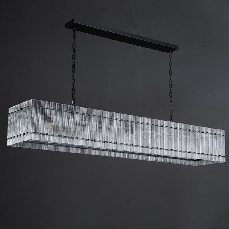 Santa 72 Inch Ribbed Glass Rectangular Chandelier
