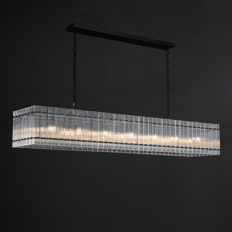 Santa 72 Inch Ribbed Glass Rectangular Chandelier