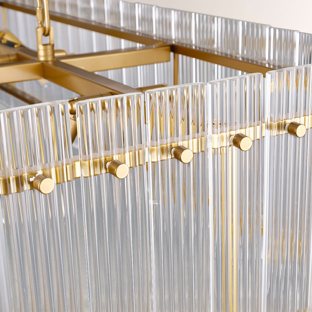 Santa 54 Inch Ribbed Glass Rectangular Chandelier